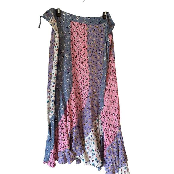 Willow Ridge Dresses & Skirts - Willow Ridge Patchwork Floral Midi Skirt Boho Cottagecore Wrap Style L